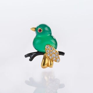 Vintage Brooch 'Poussin' with Gemstones