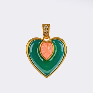 Pendant 'Pendentif Coeur Billet Doux Agate et Corale'