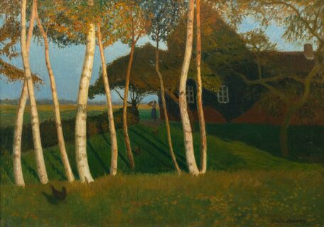 House under Birch Trees