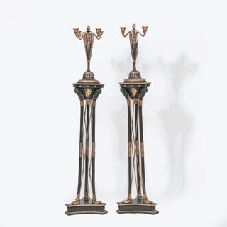Joseph Ulrich Danhauser, Werkstatt - A Pair of Large Elegant Candelabras with Four-armed Girandols A Pair of Large Elegant Candelabras with Four-armed Girandols
