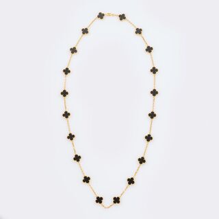 Langes Gold-Onyx Collier 'Alhambra 20 Motive'