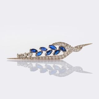 Sapphire-Diamond Brooch