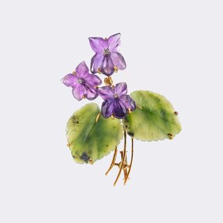Nephrite Amethyst Brooch with Diamonds 'Violet'