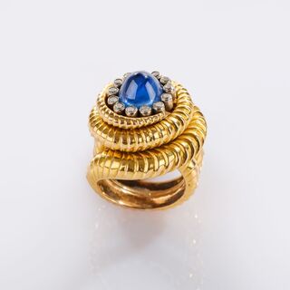 Sapphire Ring with Diamonds