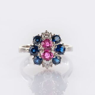 Sapphire Ruby Diamond Ring