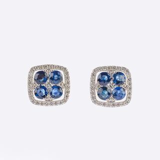 Pair of Sapphire Diamond Earstuds