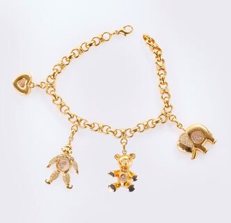 Brillant Armband mit 4 Anhängern 'Happy Diamonds'
