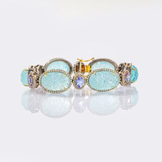Aquamarine-Tanzanite Diamond Bracelet