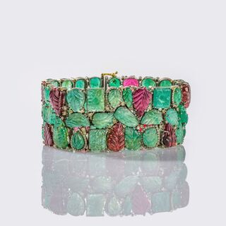 Tutti-Frutti Gemstone-Diamond Bracelet