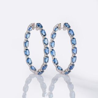 A Pair of large Sapphire Diamonds Earrings
