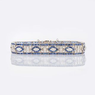 Art-déco Sapphire Diamond Bracelet