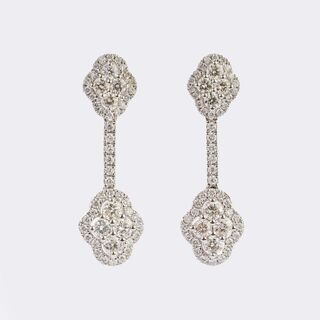 Pair of Floral Diamond Earpendants