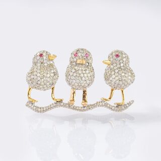 Diamond Brooch 'Petits oiseaux'