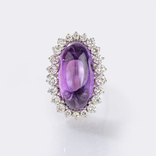 Amethyst Diamond Jewelry Set with Ring and Pendant