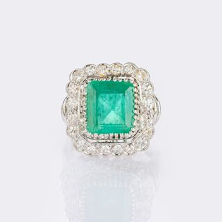 Large Emerald Diamond Ring