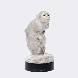A Rare Marble Sculpture 'Rhesus Monkey'