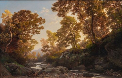 River landscape with a mill