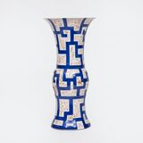 A Large Trumpet Vase with Geometric Decor