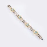 Panzerketten Armband mit Aquamarin-Besatz - Bild 2