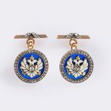 Pair Tsarist Double Eagle cufflinks with Diamonds