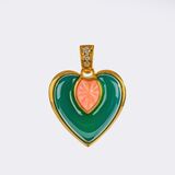 Pendant 'Pendentif Coeur Billet Doux Agate et Corale' - image 1