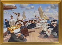 König George V. am Ruder der Britannia während der Cowes Week - Bild 2
