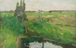 Marsh Landscape with Fence - image 1