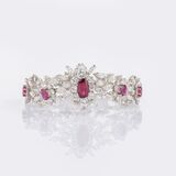 High-carat, color-fine Diamond Bracelet with natural Siam Rubies - image 2