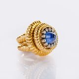 Saphir Ring mit Diamant-Besatz - Bild 2