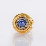 Saphir Ring mit Diamant-Besatz - Bild 3