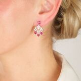 Pair of Earring with Ruby Hearts and Diamonds - image 2