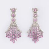 Paar Brillant Ohrhänger mit Pink Saphiren - Bild 1