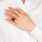 Großer Amethyst-Smaragd Cocktailring mit Brillant-Besatz - Bild 4