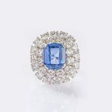 Brilliant Cocktail Ring with natural Ceylon Sapphire - image 1