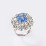 Brilliant Cocktail Ring with natural Ceylon Sapphire - image 3