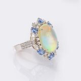 Opal Ring with Sapphires and Diamonds - image 2