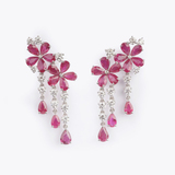 Pair of flower shaped Ruby-Diamond Earring - image 1