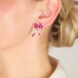 Pair of flower shaped Ruby-Diamond Earring - image 2