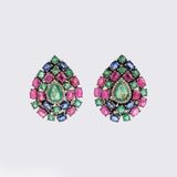 Tutti-Frutti Gemstone-Diamond Necklace with matching Pair of Earrings - image 3