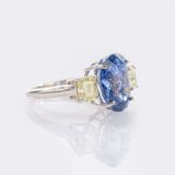 Sehr seltener, natürlicher Kashmir-Saphir Ring mit Diamanten - Bild 2