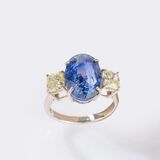 Sehr seltener, natürlicher Kashmir-Saphir Ring mit Diamanten - Bild 4