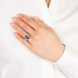 Sehr seltener, natürlicher Kashmir-Saphir Ring mit Diamanten - Bild 5