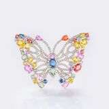 'Schmetterling' Brosche mit mehrfarbigen Saphiren und Diamanten