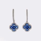 Pair of Clover Earrings with Sapphires and Diamonds - image 1