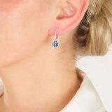 Pair of Clover Earrings with Sapphires and Diamonds - image 2