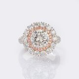 High-carat Diamond Solitaire Ring with Pink Diamonds - image 1