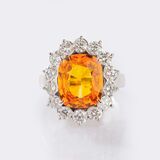 Vivid Orange-Yellow Saphir Ring mit Brillant-Besatz - Bild 1