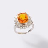 Vivid Orange-Yellow Saphir Ring mit Brillant-Besatz - Bild 3