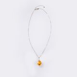 Hochkarätiger Orange-Yellow Ceylon Saphir Anhänger mit River Diamanten an Kette - Bild 2