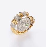Bicolour Schlangen-Ring mit Brillant-Besatz - Bild 1